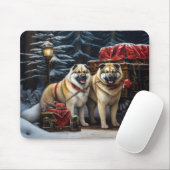 American Akita Snowy Sleigh Ride Weihnachtsdekor Mousepad (Mit Mouse)