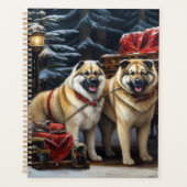 American Akita Snowy Sleigh Ride Weihnachtsdekor Planer (Vorderseite)