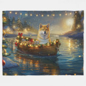 American Akita Weihnachtsfest Reise Fleecedecke (Vorderseite (Horizontal))