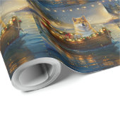 American Akita Weihnachtsfest Reise Geschenkpapier (Rolleneckpunkt)