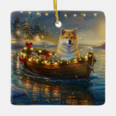 American Akita Weihnachtsfest Reise Keramikornament (Vorderseite)