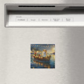 American Akita Weihnachtsfest Reise Magnet (In Situ (Geschirrspüler))