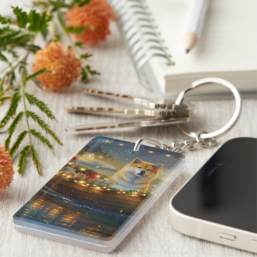 American Akita Weihnachtsfest Reise Schlüsselanhänger (Vorderseite rechts)