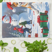 American Akita Weihnachtsfest Schneeszene Geschirrtuch (Gefaltet)