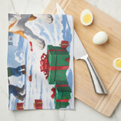 American Akita Weihnachtsfest Schneeszene Geschirrtuch (Viertel Falte)