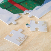 American Akita Weihnachtsfest Schneeszene Puzzle (Seite)