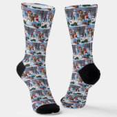 American Akita Weihnachtsfest Schneeszene Socken (Gewinkelt)