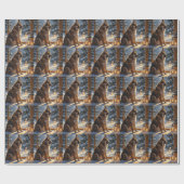 American Akita With Christmas Lights Holiday Geschenkpapier (Flach)