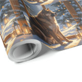 American Akita With Christmas Lights Holiday Geschenkpapier (Rolleneckpunkt)