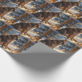 American Akita With Christmas Lights Holiday Geschenkpapier (Ecke)