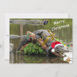 American Alligator Christmas Flat Card
