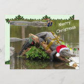 American Alligator Christmas Flat Card (Vorne/Hinten)