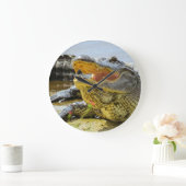 American Alligator von Angesicht zu Angesicht Große Wanduhr (Zuhause)