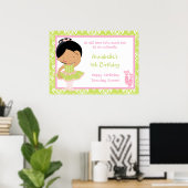 American American Ballerina & Green Damask Geburts Poster (Heimbüro)