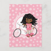 American American Bicycle Girl - Pink White Postkarte (Vorderseite)