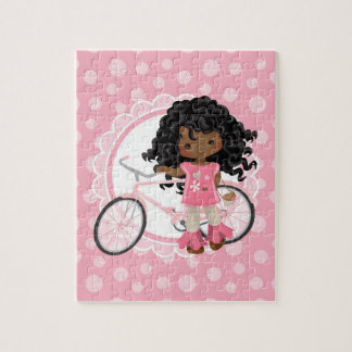 American American Bicycle Girl - Pink White Puzzle