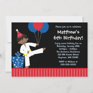 American American Boy Balloons Taekwondo Geburtsta Einladung