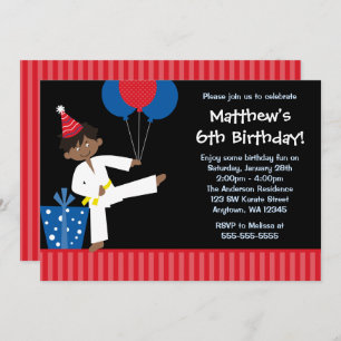 American American Boy Balloons Taekwondo Geburtsta Einladung
