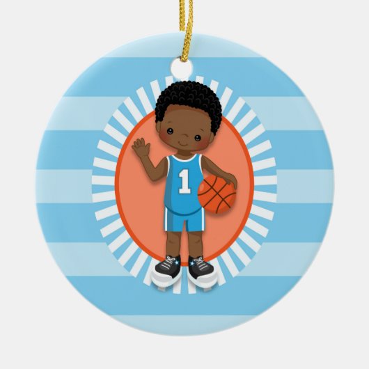 American American Boy Basketball Player Keramik Ornament (Vorne)