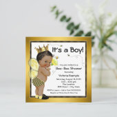 American American Boy Bee Baby Shower Einladung (Stehend Vorderseite)