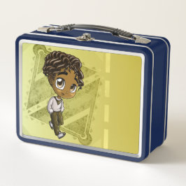 American American Boy Curly Hair Metal Lunchbox