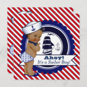 American American Boy Nautical Baby Shower Einladung (Vorne/Hinten)