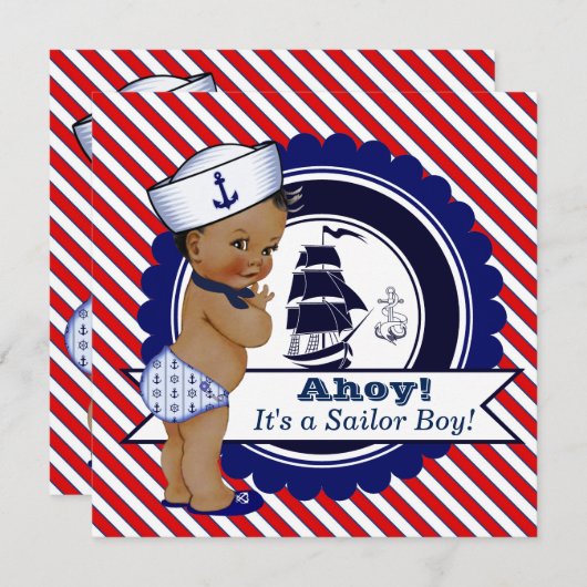 American American Boy Nautical Baby Shower Einladung (Vorne/Hinten)