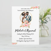 American American Bridal Couple Save The Date (Stehend Vorderseite)