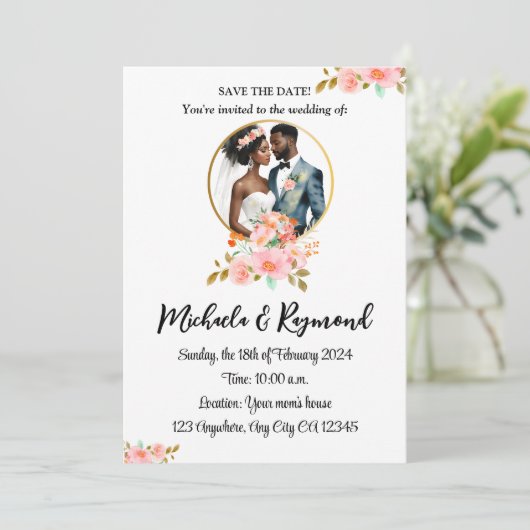 American American Bridal Couple Save The Date (Stehend Vorderseite)