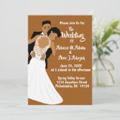 American American Bride & Groom Terracotta Wedding Einladung (Stehend Vorderseite)