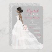 American American Bridge Lace Gown Brautparty Einladung (Vorne/Hinten)