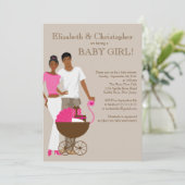 American American Couple Carriage Baby Shooter Einladung (Stehend Vorderseite)