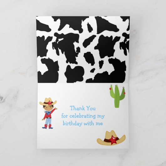 American American Cowboy Western Birthday Party Dankeskarte (Innenseite)