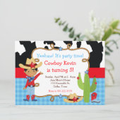 American American Cowboy Western Birthday Party Einladung (Stehend Vorderseite)