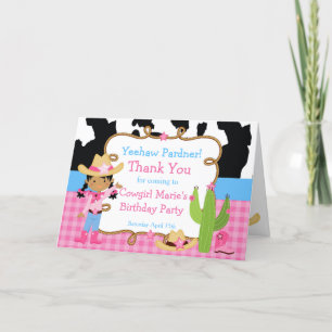 American American Cowgirl Western Birthday Party Dankeskarte