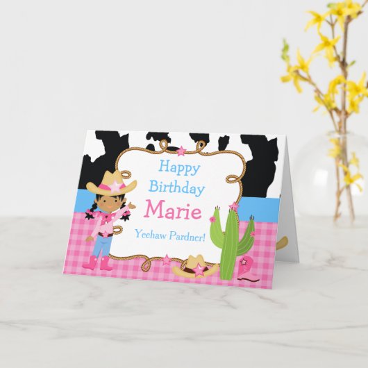 American American Cowgirl Western Birthday Party Karte (Gelbe Blume)