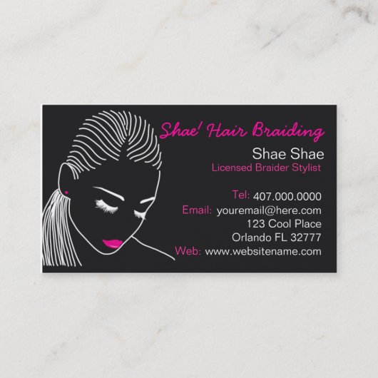American American Hair Braider Salon Business Card Visitenkarte (Vorderseite)