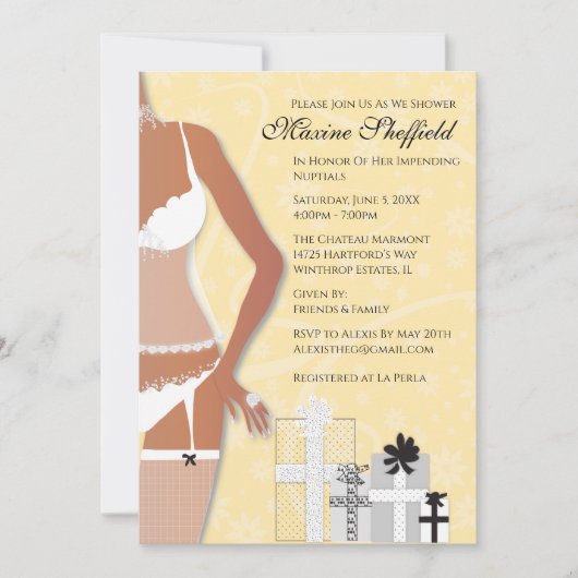 American American Lingerie Brautparty Yellow Einladung (Vorderseite)