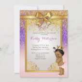 American American Pink Lila Gold Baby Showcard Einladung (Vorderseite)