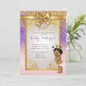American American Pink Lila Gold Baby Showcard Einladung (Stehend Vorderseite)
