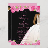 American American Pink Rose Ballroom Black Wedding Einladung (Vorne/Hinten)