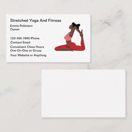 American American Yoga Instructor Business Cards Visitenkarte (Vorne/Hinten)