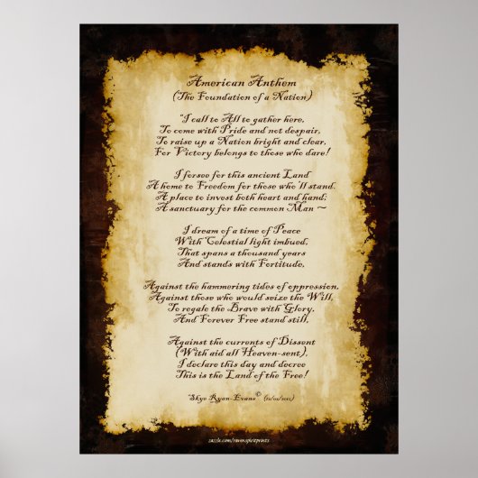 American Anthem Patriotic Original Gedicht Poster (Vorne)