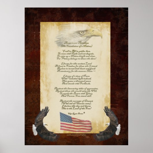 "American Anthem" - Patriotic Original Gedicht US Poster (Vorne)