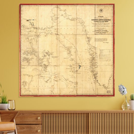 American Arctic Expedition Map (1853) Leinwanddruck (Insitu (Wohnzimmer))