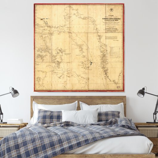 American Arctic Expedition Map (1853) Leinwanddruck (Insitu (Schlafzimmer))