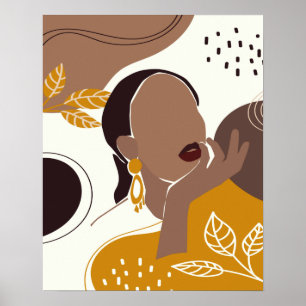 American Art, Leaf Girl Print, Black Woman Poster