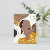 American Art, Leaf Girl Print, Black Woman Postkarte (Stehend Vorderseite)