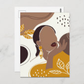 American Art, Leaf Girl Print, Black Woman Postkarte (Vorne/Hinten)