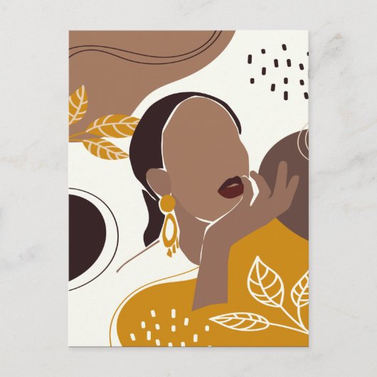 American Art, Leaf Girl Print, Black Woman Postkarte (Vorderseite)